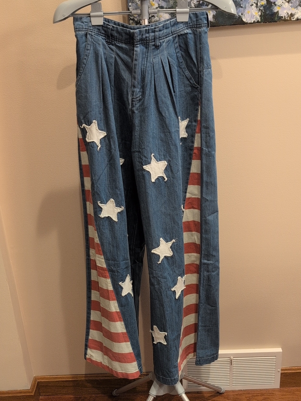 Bibi Sy Denim Star & Stripe Wide Leg Pants